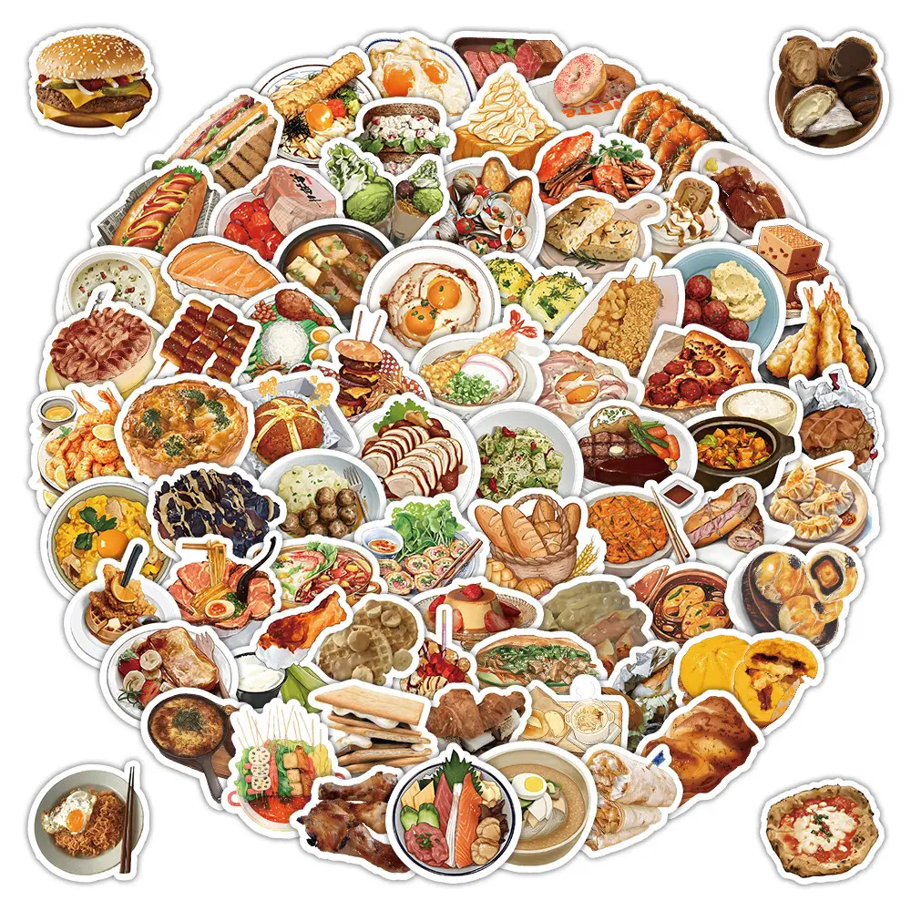Realistic Food Series Stickers (103 Pcs) - Lifelike Decals for DIY Projects, Cups, Planners & Kitchen Decor