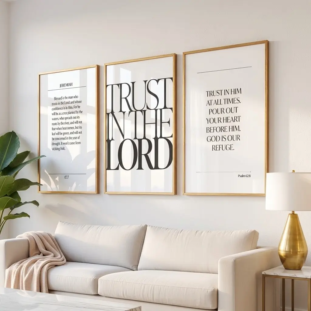 Christian Scripture Wall Art Set - Minimalist Unframed Bible Verse Posters for Home Decor