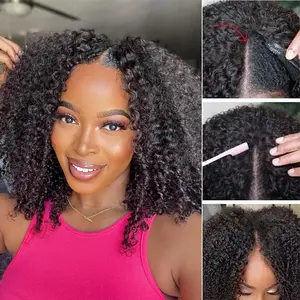 250% Kinky Curly V Part Wig Human Hair Upgrade U Part Wig No Leave Out Glueless Ready Wear Go Wig Brazilian Afro Curly Human Hair Wigs Beginner Friendly
