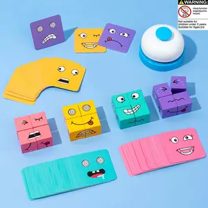 Emotion Building Blocks Game, Interactive Educational Toy with 16 Pieces & 72 Cards, Perfect for Parties & Learning Activities, Montessori Puzzles Gift