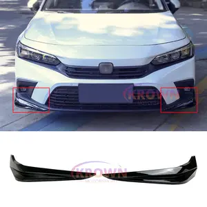 FOR 2022-2026 HONDA CIVIC SEDAN V STYLE GLOSSY BLACK FRONT BUMPER LIP SPLITTER KIT
