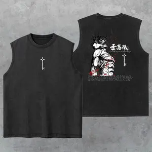 Eren Yeager Titan Form Washed Tank Top, Gym Essential, Vintage Casual Crewneck Short Sleeves Menswear T-shirts Classic Cotton Fabric Streetwear