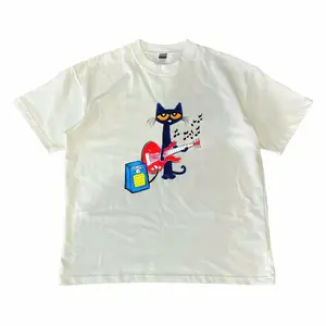Pete the Cat Playing Guitar Shirt Baby Tee Graphic Shirt Menswear Top Tshirt Streetwear Party Shirt for Men Women Kids Unisex Casual Loose Fit Short Long Sleeve