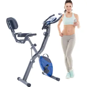 Foldable Magnetic X-Bike with 16-Level Adjustable Resistance, 2-in-1 Upright & Recumbent Exercise Bike, Arm Bands, Backrest, LCD Monitor, 350LBS Capacity, Portable Indoor Cycling Fitness Stationary Bike