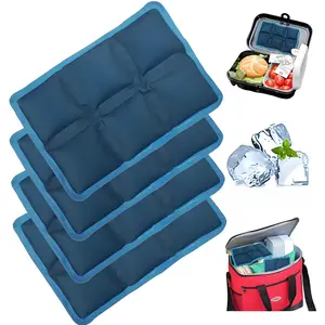 4 count Ice Packs for Lunch Boxes & Coolers - ,Lightweight Cooler Ice Pack for  Freshness, Drinks Freezer (6"x4"x0.7") -  Cooler for Picnic, School,  & Camping
