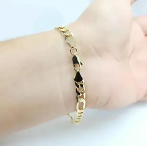 Cuban&Figaro Golden No Fade Bracelet-5mm/8mm/10mm Wide, High Quality 7-9 Inches