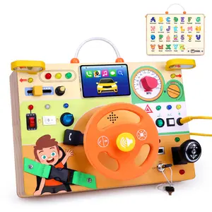Busy Board,Montessori Toys for 1+ Year Old Boys & Girls,Travel Activities for Toddlers,Sensory Toy for Kids with Autism,Perfect Christmas Birthday Gift Ideal (Busy Board v6) dealsforyoudays