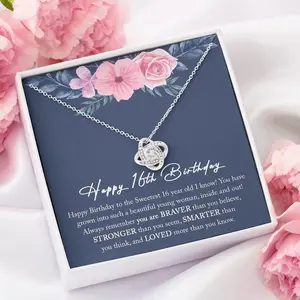 Personalized Birthday Gift Girl, Custom Birthday Year Necklace Sweet 16 Gifts For Girls, Gift For 16 Year Old Girl, Gift for Her Necklaces styles On Birthday, Xmas with Message Card & Box