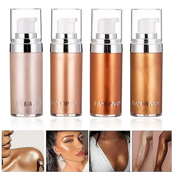 HANDAIYAN Shimmer Body Highlighting Liquid Glow Oil - Face & Body Luminizer Moisturizer for Dry Skin, Hydrate, Smooth Texture, 4 Vibrant Colors Beauty Products with Radiance, Natural, Cosmetic Serum, Color-Optional, Makeup, Moisturizing, Smoothing, Natura