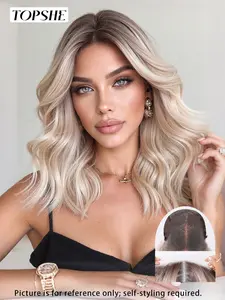 Topshe 13x6 Lace Front Wig, Deep Root Gradient Platinum Curly Short Hair, Natural Look, Heat Resistant, Comfortable, Easy Wear, Trendy Essential