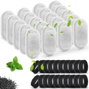 12Set Cat Fountain Replacement Filter, 3.2L/108oz Stainless Steel Pet Water Fountain Filter , Multi-Layer Filtration System, Cat and Dog Fountain Accessories