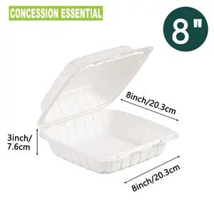 [50 Pack] 9X9&8X8inch  Disposable Flip Top Takeout Food Containers - Made of PP + Calcium Carbonatecake cooky