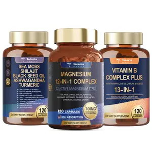 Totaria Mega Mineral Vitamin Bundle 12 Form Magnesium 25in1 Sea Moss and B Complex 13 Vitamins for Total Body Energy Metabolism and Stress Support