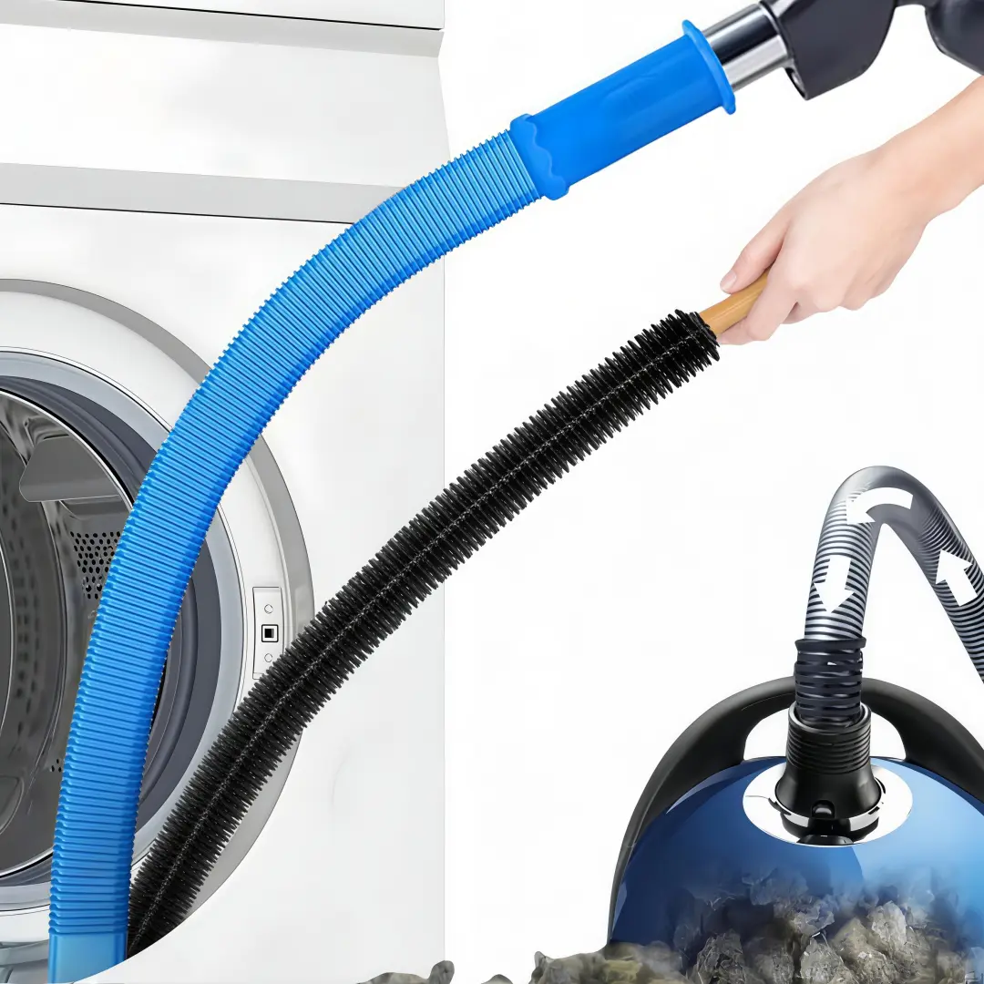LMMAKE 2PCS Upgraded Dryer Vent Cleaner Kit - Universal Vacuum Hose Attachment, Flexible Lint Brush, Vacuum Cleaner Accessory, 0.4 Inches Inner Height, Home Cleaning, Fire Risk Cut, Blue, Compatible with Most Models