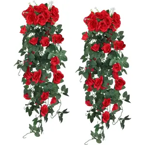 2 Pcs Luxurious Artificial Rose Vines - Perfect for Home, Garden, Wedding Decor | Indoor/Outdoor Floral Accents