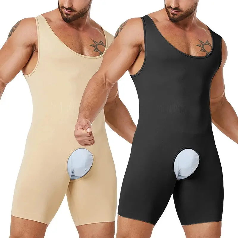 Compression Bodysuit for Men, Men Full Body Shaper Tummy Control Sleeveless Bodysuit ,Men One-Piece Shapewear For Indoor Outdoor shaping body suit
