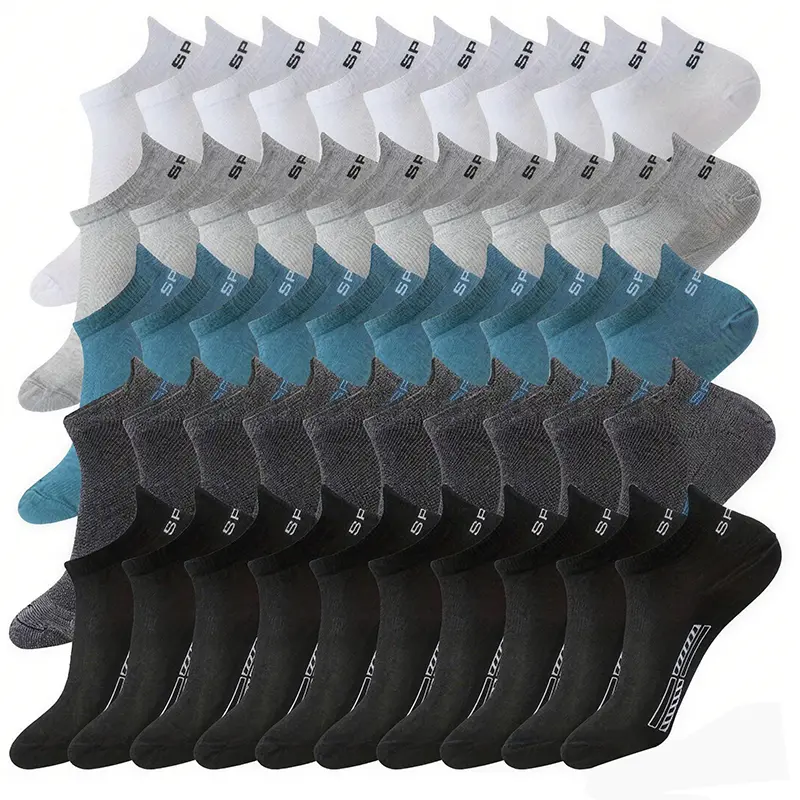 Men's Athletic Ankle Socks 30 Pairs, Bulk Moisture Wicking Sports Socks, Cushioned Compression Breathable Casual Crew Socks for Running, Workout, Walking, Hiking, Gym & Daily Wear