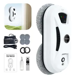 PuRuikai PRK-N361 Smart Window Cleaning Robot with Manual Spray, 5600Pa Strong Suction, Anti-Fall Safety Lanyard, Automatic Frame Detection, Ideal for High-Rise Windows & Glass Surfaces