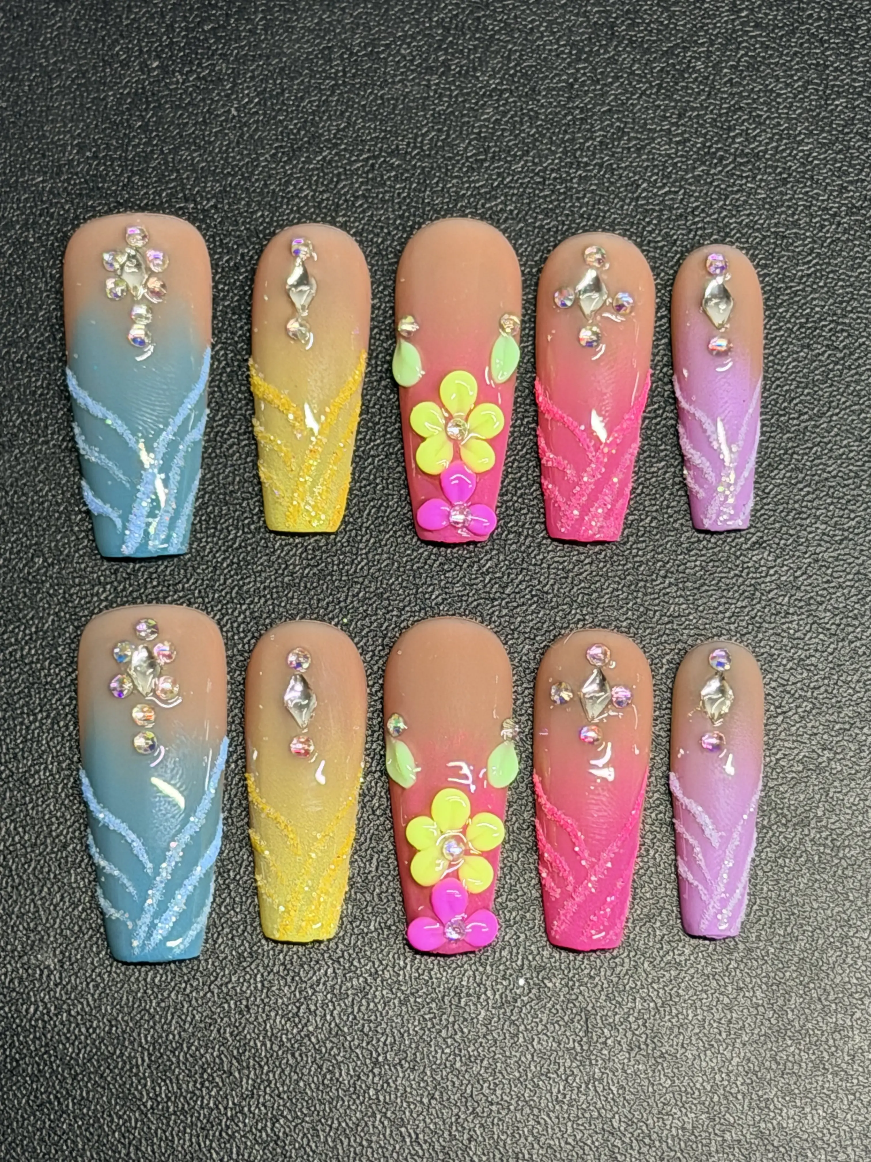 Colorful Flower Nail Art Stickers, Easy-to-Apply Decorations for Women's Nail Care Kits