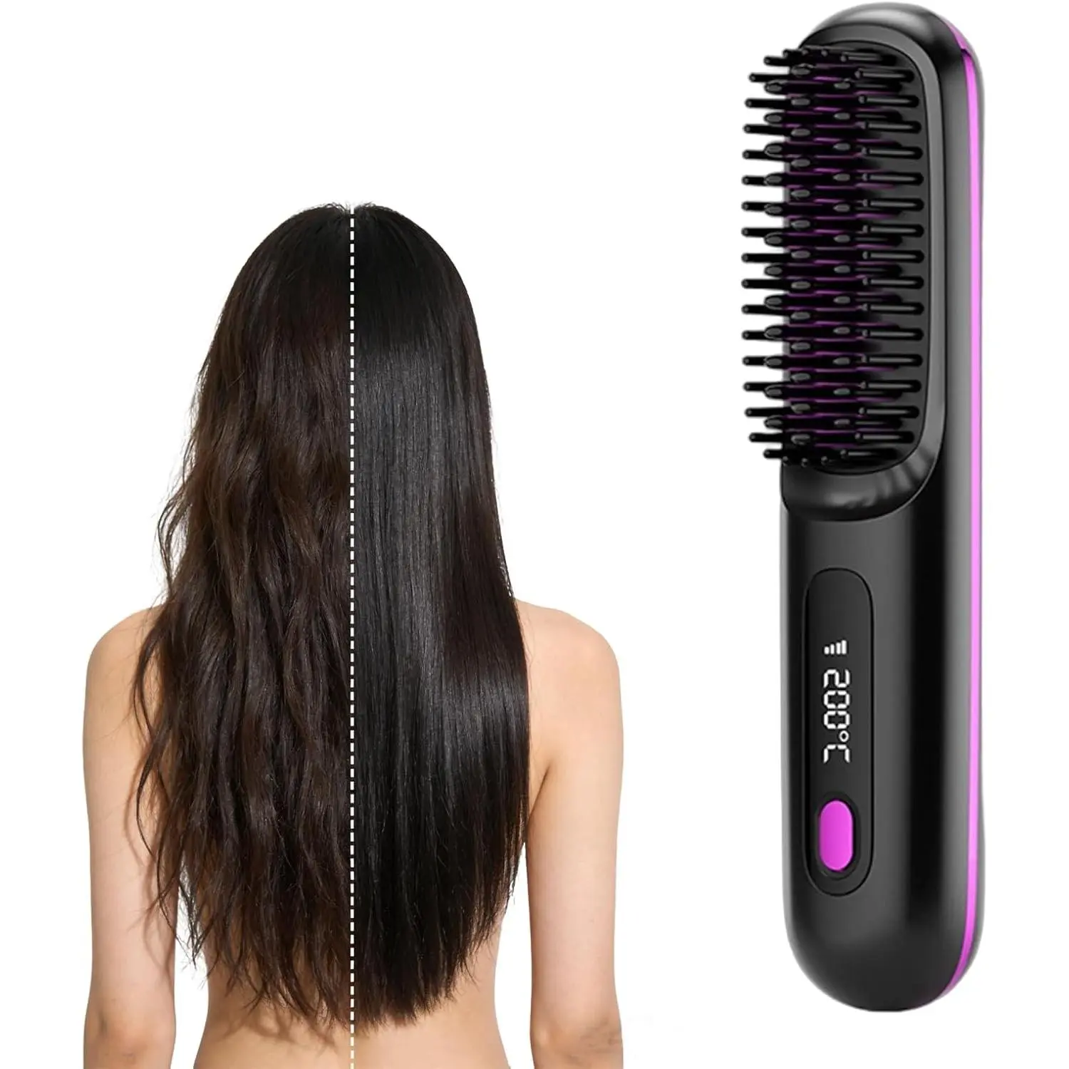 mini Hair Straightener for Short Hair - 2026 Upgraded Cordless,Portable Straightener Brhs for Travel,Fast Heating Cordless Mini Hair Brhs Styling Tools (Black)