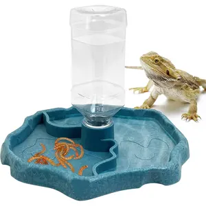 9oz Reptile Water Bottle Automatic Food and Water Bowl Dispenser for Turtle Lizard Tortoise Chameleon