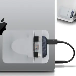 Portable Hard Drive Sleeve for Laptop, 2-Pocket Stick on Pouch with  Adhesive, for San Disk, , Crucial External Solid State Drive SSD Hard Drive Carrying Case Organizer, Gray