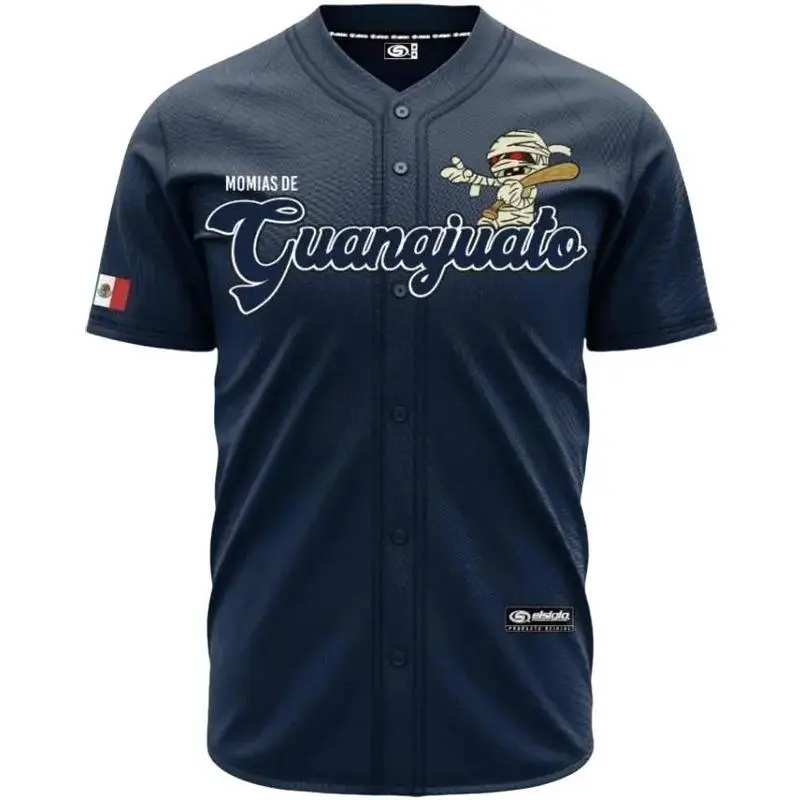 (NAVY BLUE) Momias De Guanajuato Baseball Jersey, Mexico Jersey for Men Women, Mexico Baseball Shirt, Hiphop Jersey, All-Over Print Baseball Jersey