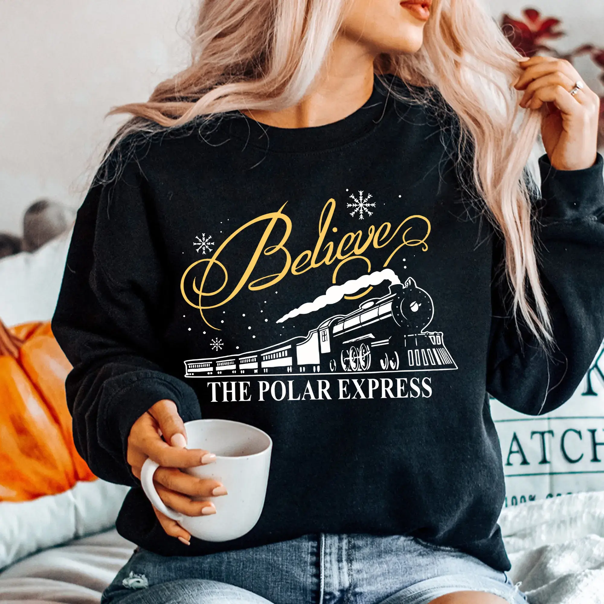 Men's Polar Express Believe Christmas Train Tops - T-Shirt, Short Sleeve/Round Neck, Sweatshirt, Hoodie, Long Sleeve, Multi-Size Christmas Gift, Train Print, Casual, The Polar Express, T-Shirt/Sweat, Graphic, 3Xl, 4Xl