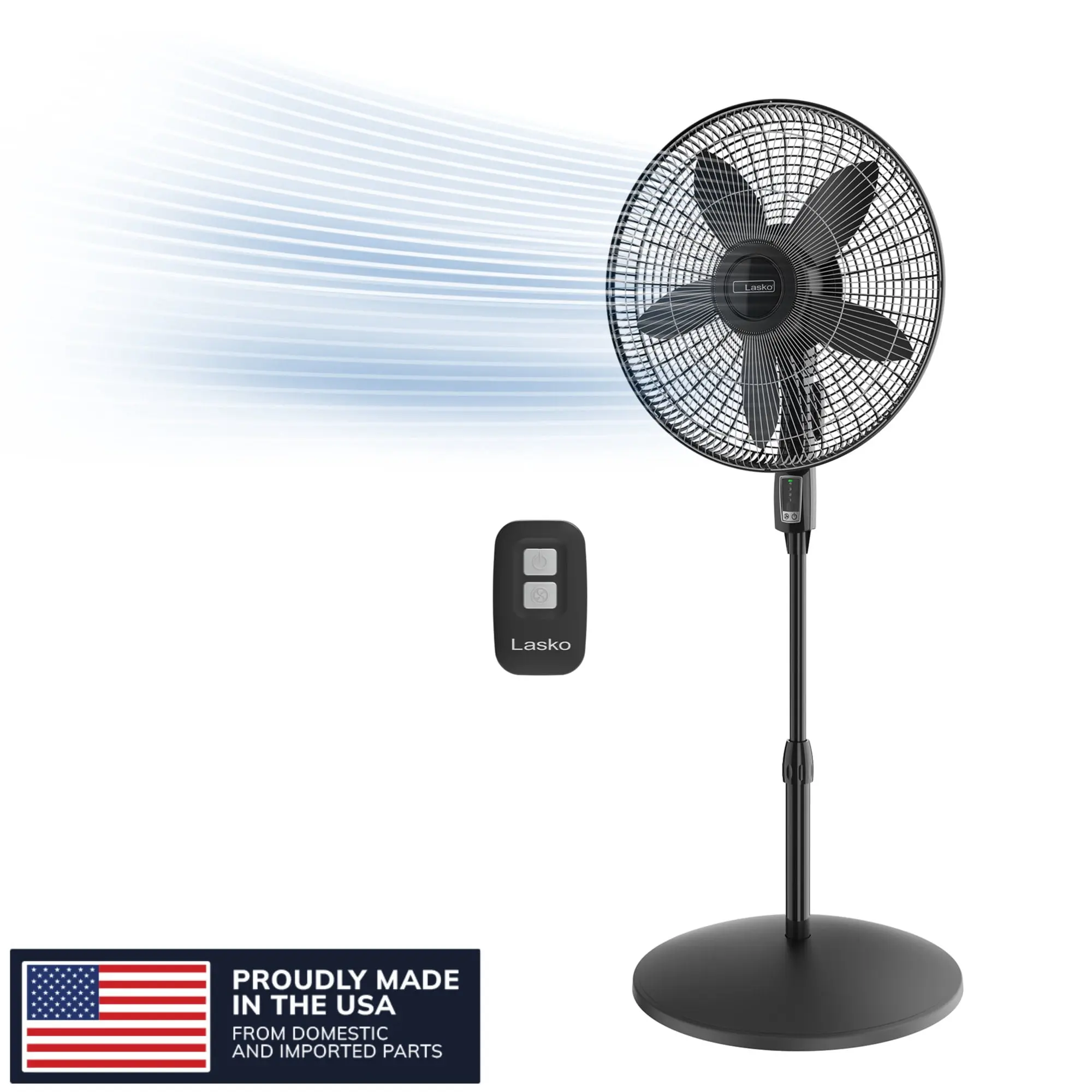 Lasko Cyclone Max 18" Oscillating Pedestal Fan with Remote, Adjustable Height and 4 Speeds for Whole Room Cooling, Black