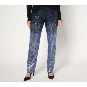 Susan Graver Occasions Petite Ombre Sequin Pull On Pants