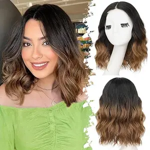 Nnzes Short Bob Wavy Wig for Women Lace Hairline Wig for beginners Synthetic Heat Resistant-Natural Appearance for Everyday Hairstyle
