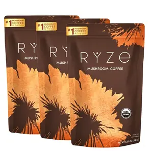 USDA Organic RYZE MUSHROOM COFFEE - USA-Grown Instant Coffee with 6 Adaptogenic Mushrooms, MCT Oil, Lion's Mane, Turkey Tail, Vitamin - 30 Servings for Energy & Focus (Healthcare Supplement)
