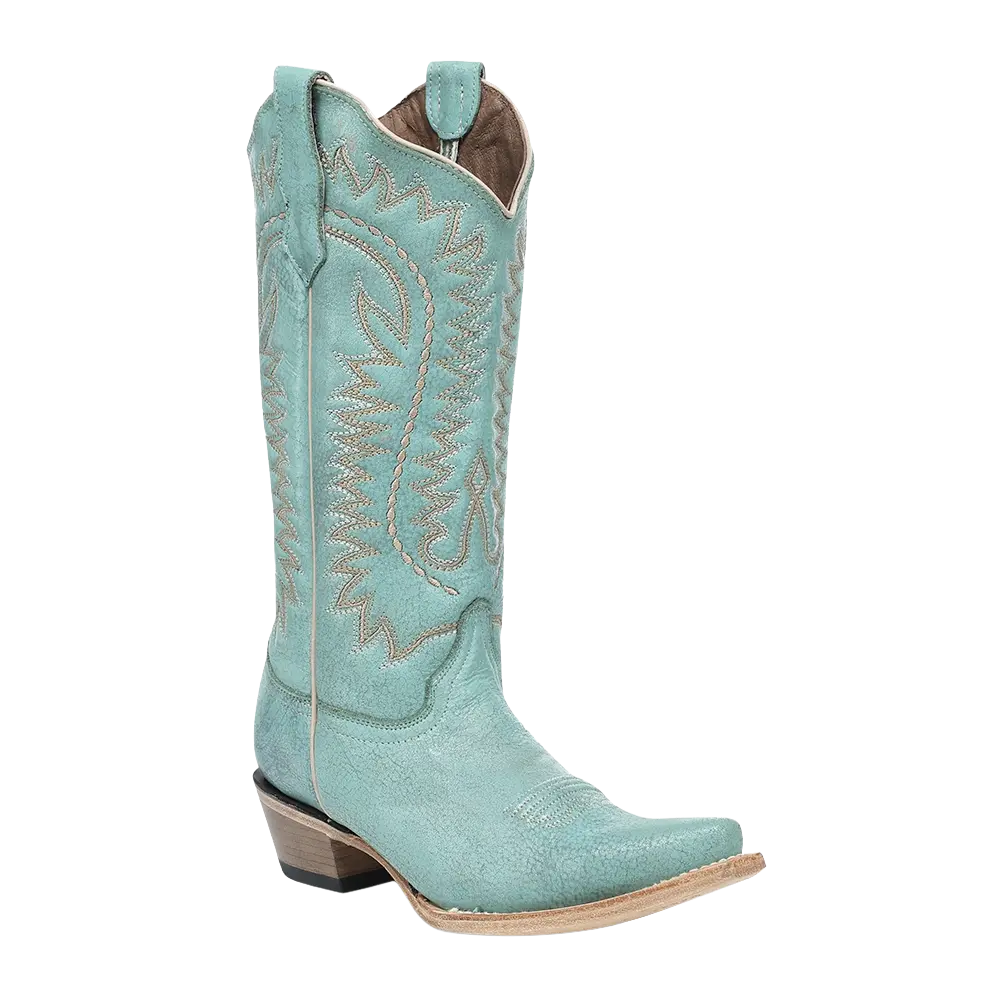 Circle G by Corral Ladies Turquoise Embroidery Snip Toe Cowboy Boots L6331