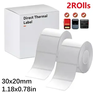 2 Rolls Niimbot Original 30x20mm Label Paper, Compatible with Niimbot B21 B1 B3s Label Makers, Ideal for Printing Labels, Thermal Printing Labels