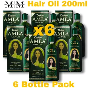Dabur Amla Hair Oil 200ml PACK OF 6 - Nourishing Indian Oil for Women & Men - All-Natural Ingredients Moisturizing Formula Ammonia-Free Vegetable Extracts Haircare Enriched Herbal Moisturize - Shampoo