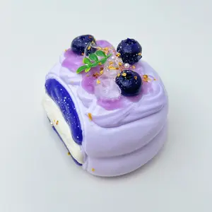 【Buy 3 get 1 free 2026 new model 】Blueberry Taro Mini Pie  Food-Grade Silicone Slow-Rising Rebound Squishy Fidget Toys for Stress Relief - Soft Squeeze Toys with Thick Creamy Slime Texture, Handmade Non-Toxic Sensory Toys transparent bag