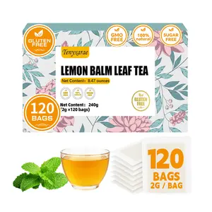 Organic Lemon Balm Leaf Tea Bags – 120 Tea Bags (2g/Bag) Made with Pure Natural Leaves | Caffeine-Free, Sugar-Free, Gluten-Free Vegan | Enhances Digestion & Provides Antioxidant Benefits | Individually Wrapped Eco-Friendly