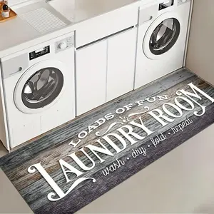 ‌Non Slip Laundry Rug Runner Waterproof Rubber Mat for Floor Kitchen Farmhouse Mudroom Washroom Bathroom Decor Washable Durable Easy Clean Home Care Supplies Elastic Furniture Protector Magnetic Wireless Cover Full Body Cover