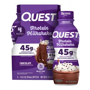 Quest Nutrition, 45g High Protein Chocolate Flavored Milkshake, Ready to Drink, 4 Count Beverage