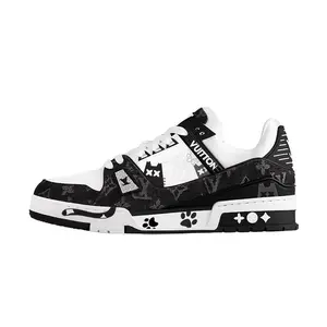 Louis Vuitton Customized Low-Top Sneakers with Panda Cat Design in Genuine Leather for Men and Women Trending Shoes, House White Official Shoes to Get / Maison Mihara Verifiable, with credentials and supporting global authentication