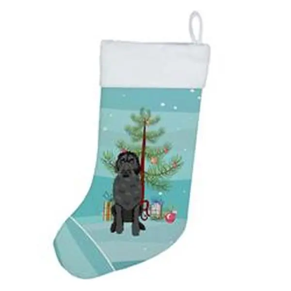 Unisex Black No.3 Doodle Christmas Stocking with Hanger, 18x13.5 in, Animal Printing, Soft Touch Home Supplies, Festive Decor, Holiday Gift