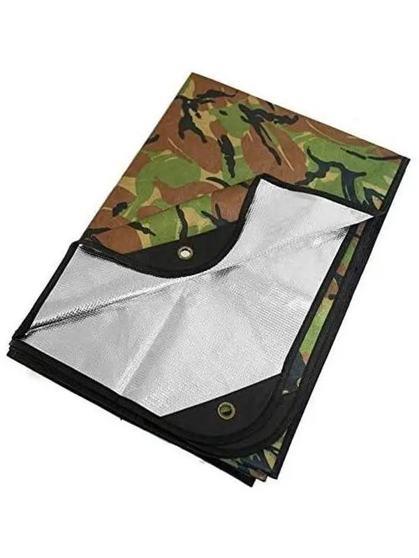 Heavy-Duty Insulated Tarp and Survival Blanket for Camping, Hiking, Emergency Preparedness - Waterproof Nylon, Retains Body Heat in a Compact Pack, Windproof with Grommets, Reinforced Grommets, Heat Retention, All-Weather Protection, Blocks Wind And Moist