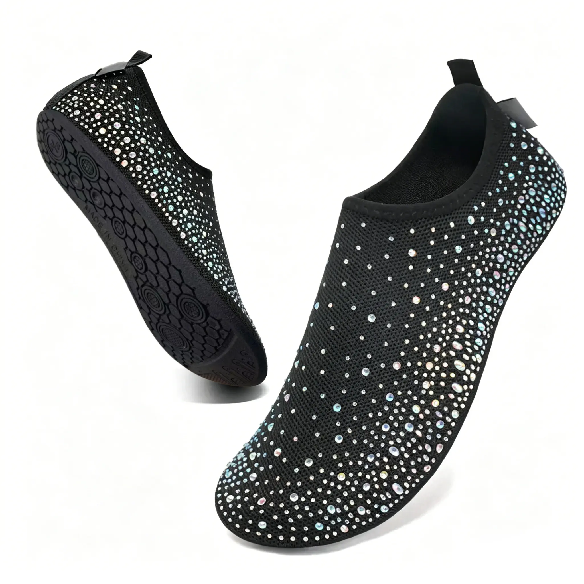 Women's Slip-On Barefoot Bling Water shoes - Athletic Shoes, Aqua Socks for Beach Swim, Yoga, Indoor/Outdoor Travel House Slippers  Women’s Barefoot Walking Shoes   Casual Fashion Watershoes Mesh Breathable Watershoes Quick Drying Watershoes