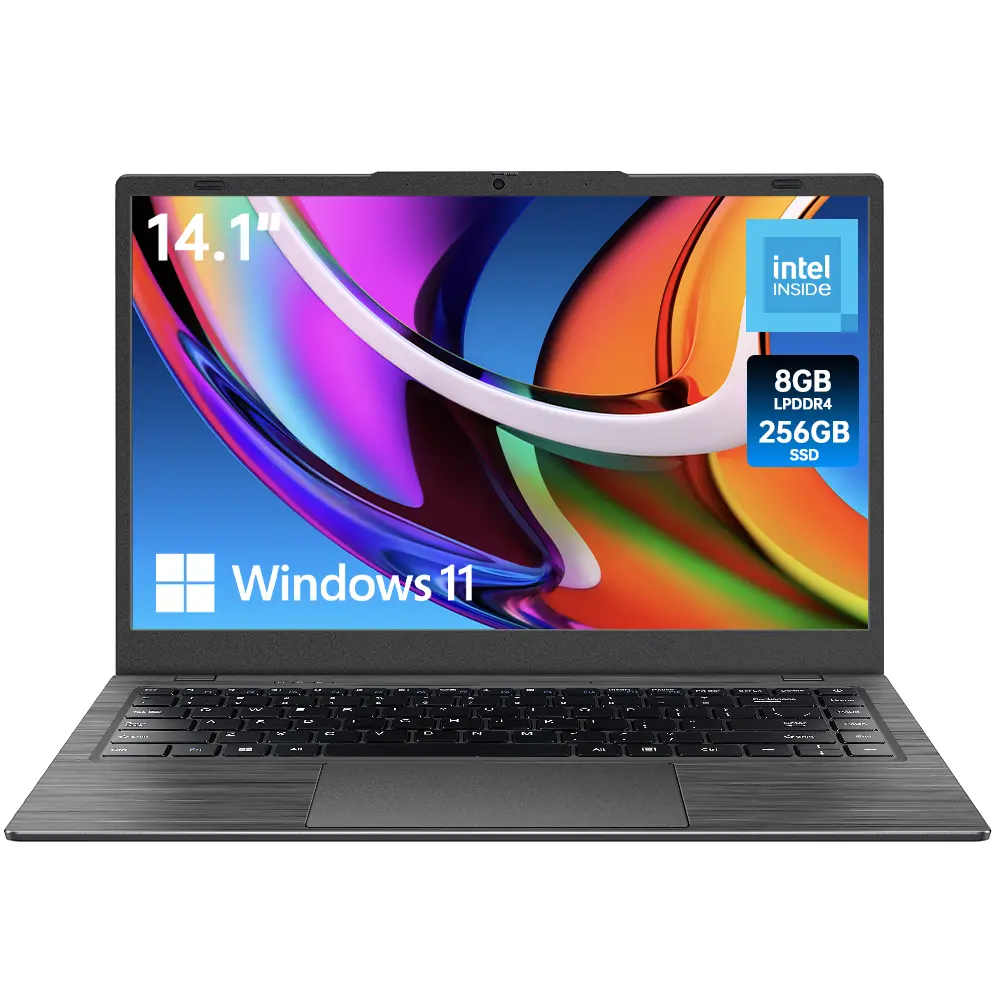 14.1 inches Windows 11 Laptop, 8GB RAM, 256GB SSD, FHD IPS Display Laptop Computer, Intel N5095 Quad Core, 2.4/5G WiFi, BT5.0 Backlit Keyboard, Lightweight and Portable