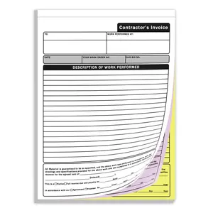 50 Sets Contractor Invoice Book, 8 x 11 Inches 3-Part Carbonless Estimate Book with Snap-Off Design and Page Divider, Invoice Receipt Book for Small Business and Contractors Office Stationery Supplies