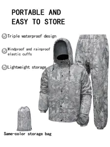Waterproof raincoat and pants set, suitable for mountaineering, hiking, hunting, lightweight waterproof outdoor raincoat, foldable with storage bag, ultra light and breathable hiking rain gear set