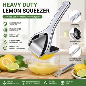 Manual Lemon Squeezer Stainless Steel – Fold Flat Citrus Juicer, Rust Resistant, Dishwasher Safe for Lime, Orange, Cocktails