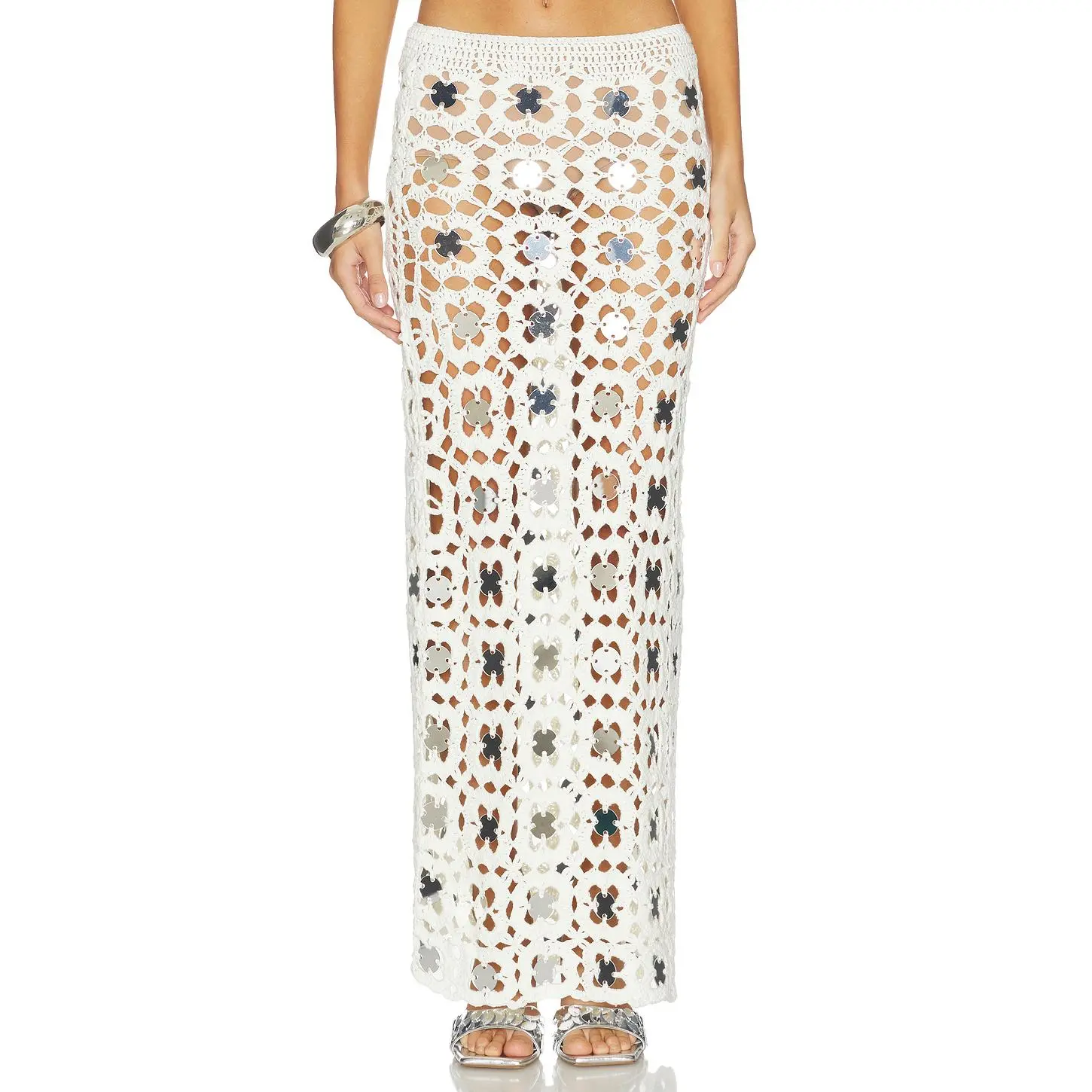 superdown Kilah Crochet Maxi Skirt in Ivory