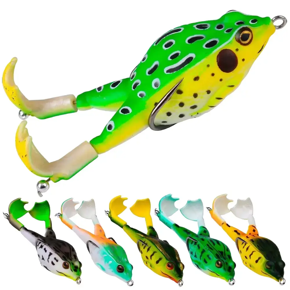 FISHING FROG LURE,Rotating Legs Frog Lure Set, Topwater Soft Bionic Frog Bait, Long Cast Snakehead Special Frog Lure Fishing Tackle