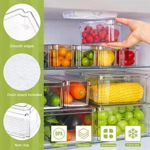 ✨Clear Storage Boxes, Kitchen & Fridge Organizing Must - haves✨ Tired of a messy kitchen/fridge? These stackable clear boxes maximize space, smooth edges. BPA - free, freezer Fridge Storage Organizer
